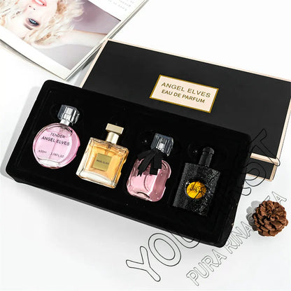 ✨💄 Mini Luxe Parfum Giftset – 4 Iconische Geuren in 1 Chique Box