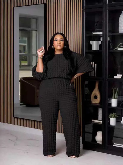 💜 Curvy Confidence Glow Queen  – Plus Size Wafel Loungepak (1XL–5XL)