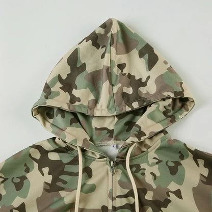 🖤 Camouflage Chic 2-Piece Set – Hoodie & Wide Leg Pants