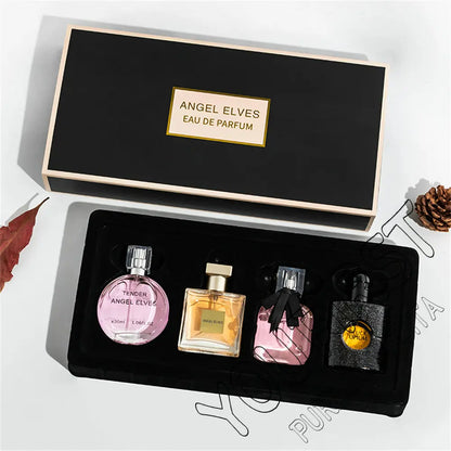 ✨💄 Mini Luxe Parfum Giftset – 4 Iconische Geuren in 1 Chique Box