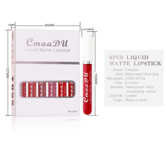 6 Boxes Of Matte wow Non-stick Cup Waterproof Lipstick Long lasting